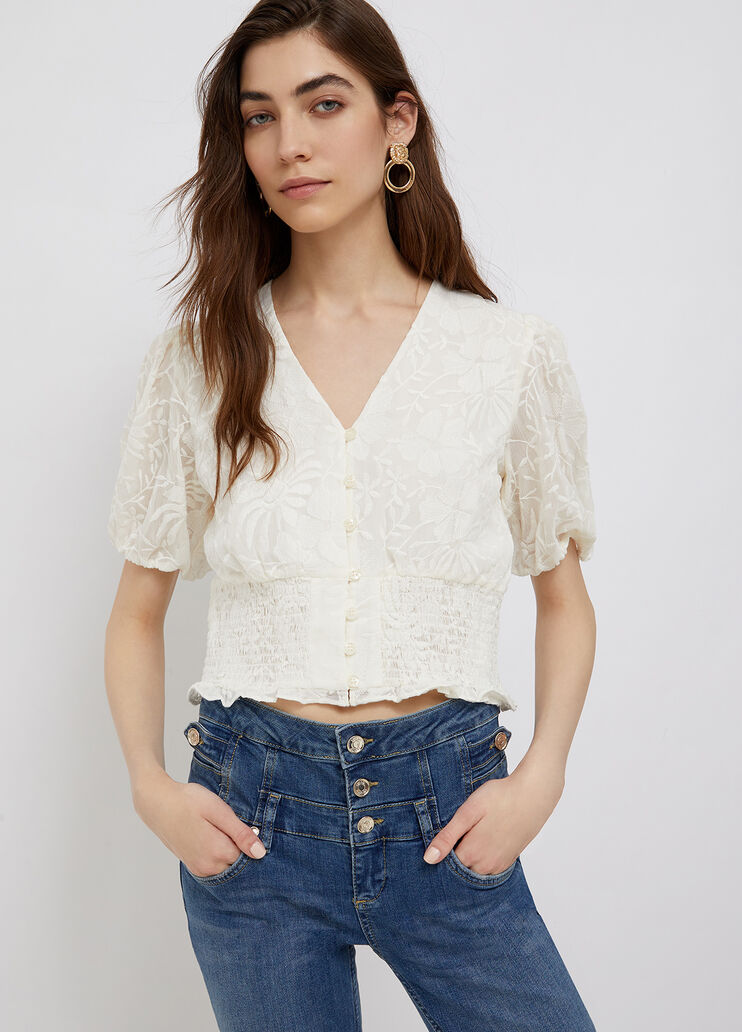 Top mit Puffärmeln Wollweiß Liu Jo - large image number 0 Top mit Puffärmeln Wollweiß Liu Jo - large image number 0