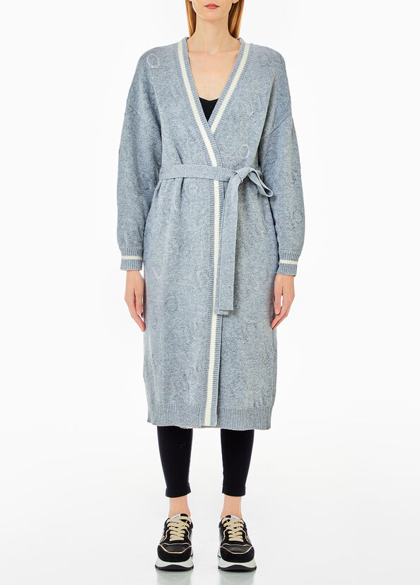 Long-Cardigan mit Gürtel grau Liu Jo - large image number 0