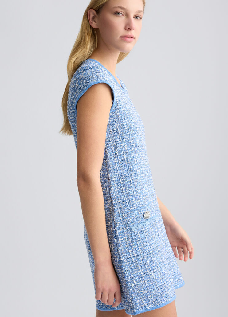 Short bouclé dress bright blue Liu Jo - large image number 3 Short bouclé dress bright blue Liu Jo - large image number 3