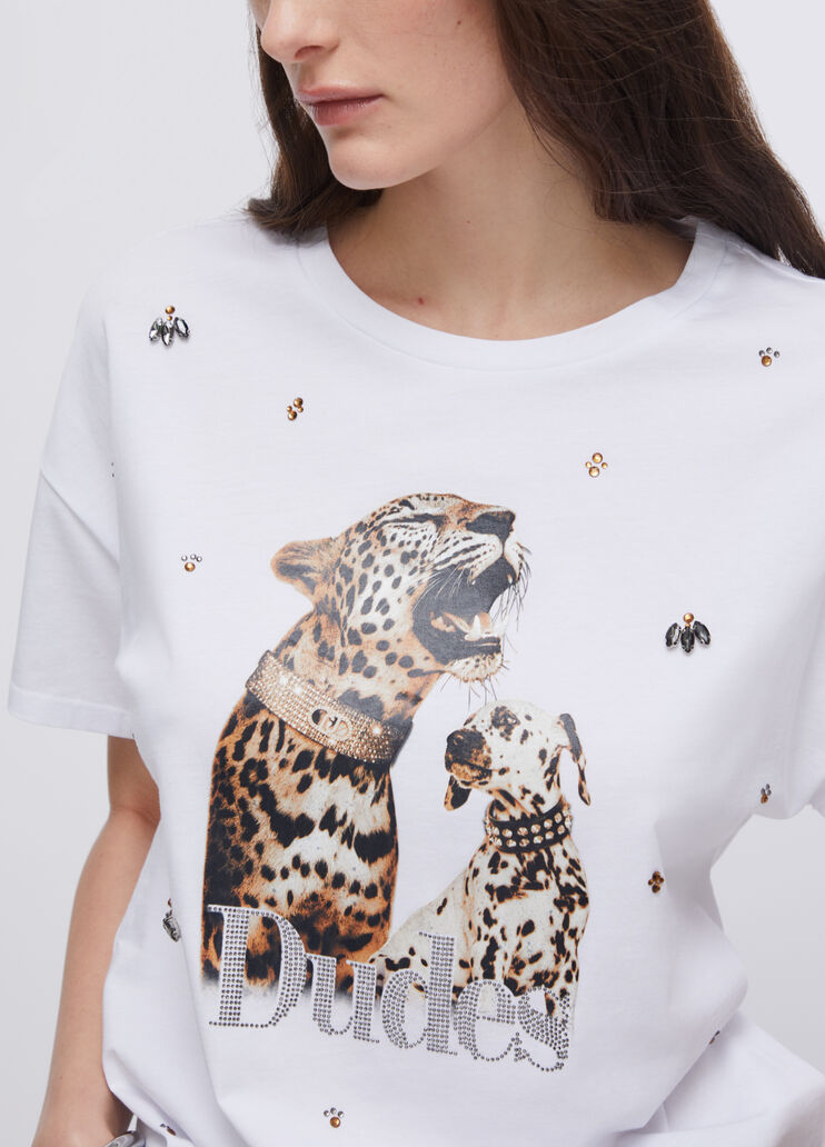 T-Shirt mit Print und Schmuckstickereien Welpen Liu Jo - large image number 4