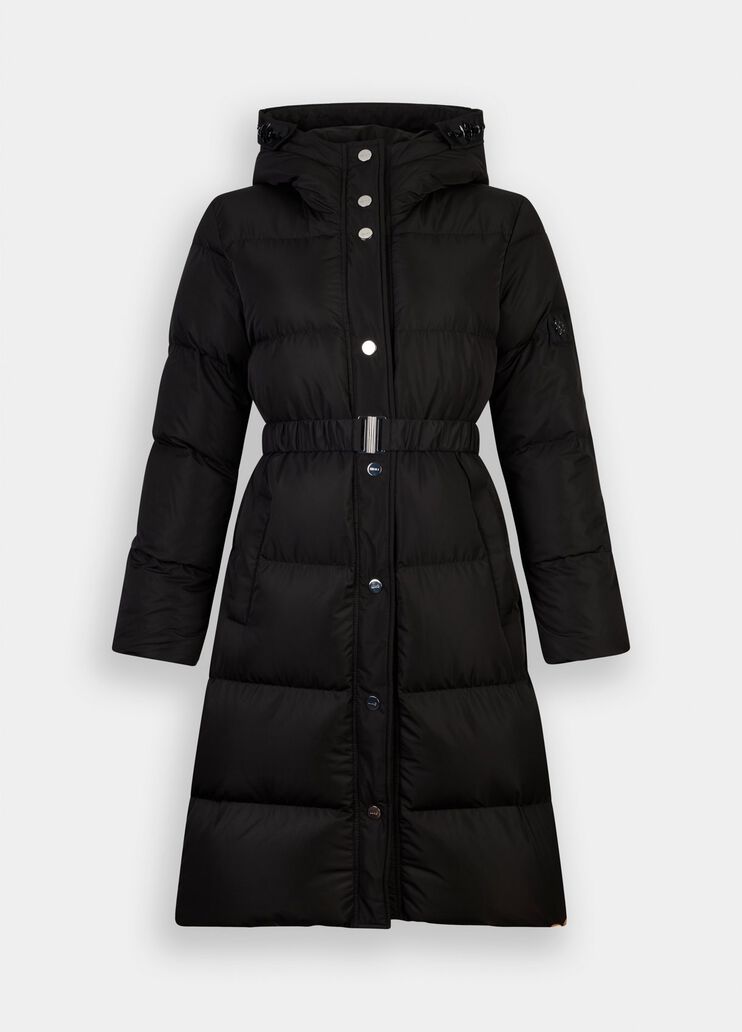 Longline down jacket with bejewelled embroidery black Liu Jo - large image number 6