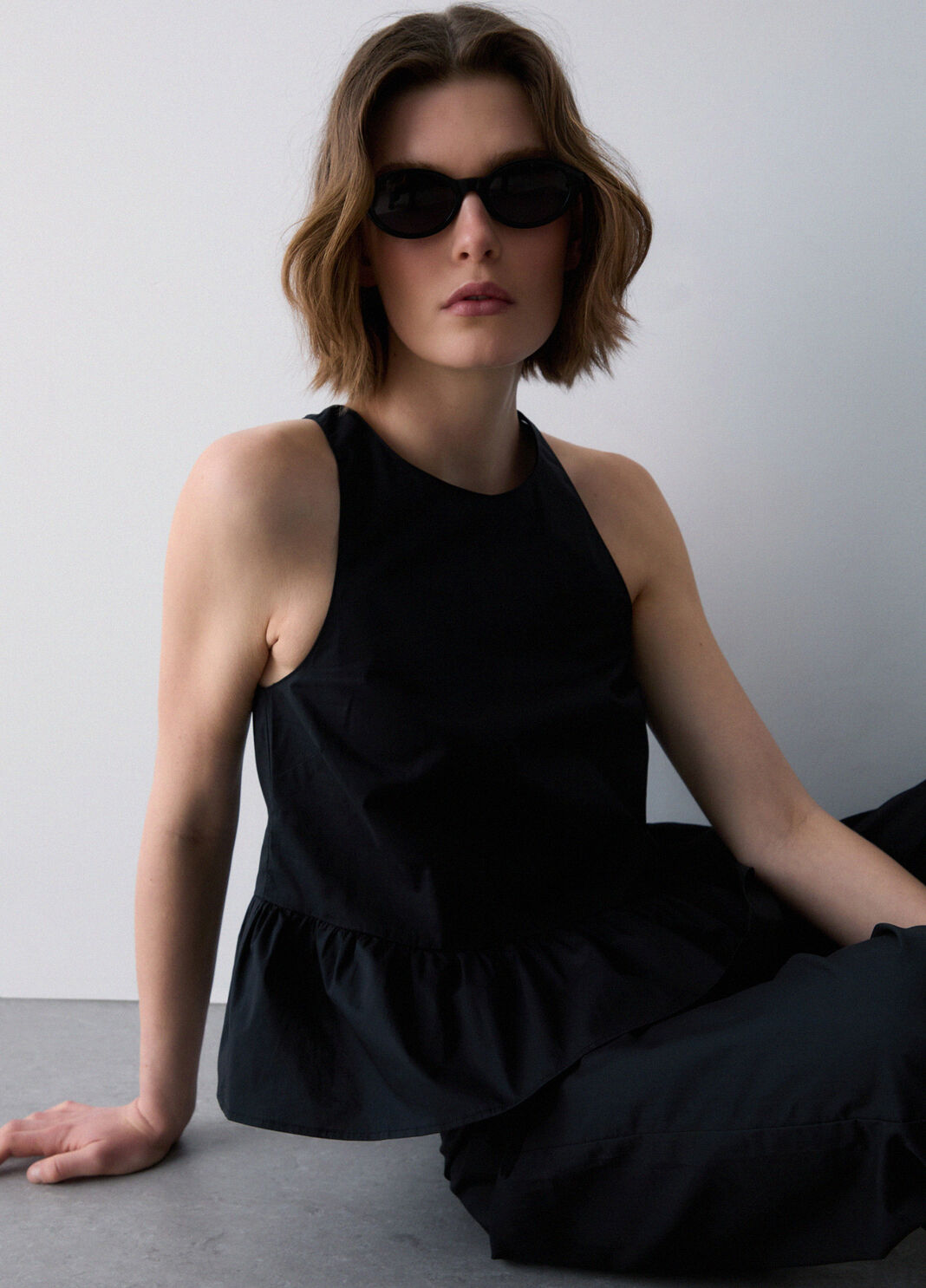 Poplin top with bow black Liu Jo - large image number 2