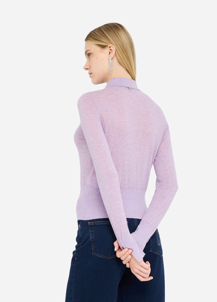 Cotton and cashmere polo shirt lilac Liu Jo - large image number 1 Cotton and cashmere polo shirt lilac Liu Jo - large image number 1