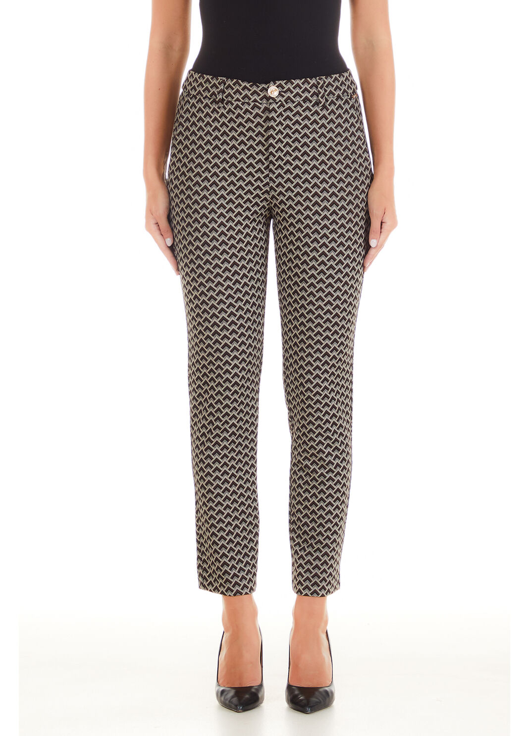 Chinohose mit hohem Bund Geometrischer Print Schwarz/Creme Liu Jo - large image number 0