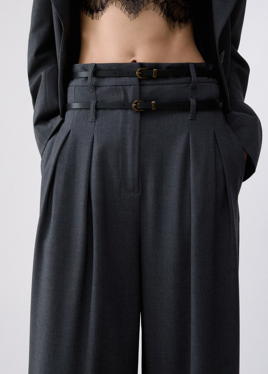 Flannel Flare Pants dark green Liu Jo - large image number 4
