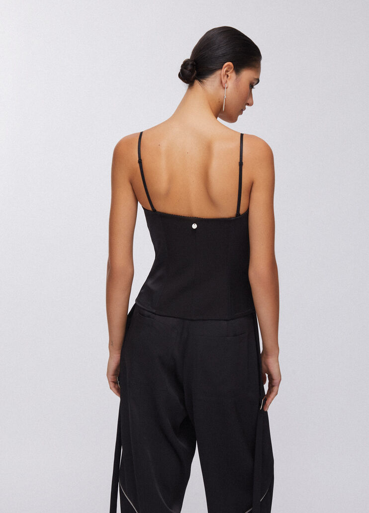 Top bustier en satin noir Liu Jo - large image number 1
