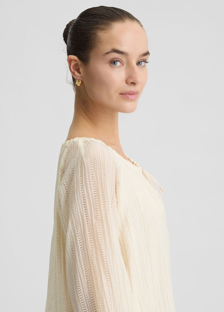 Blouse with string fastening light beige Liu Jo - large image number 4 Blouse with string fastening light beige Liu Jo - large image number 4