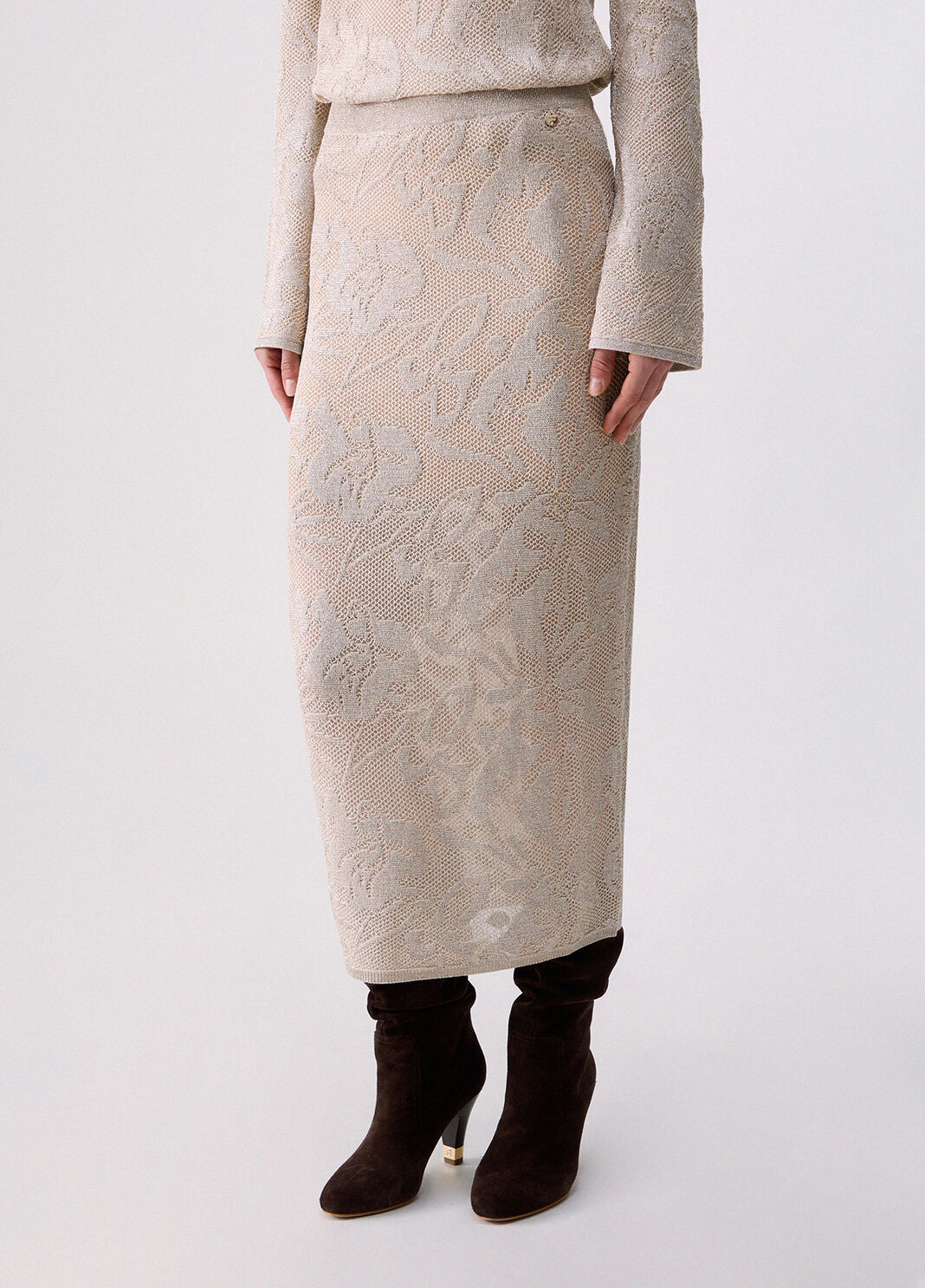 Midi skirt in lace lam&eacute; rope Liu Jo - large image number 0