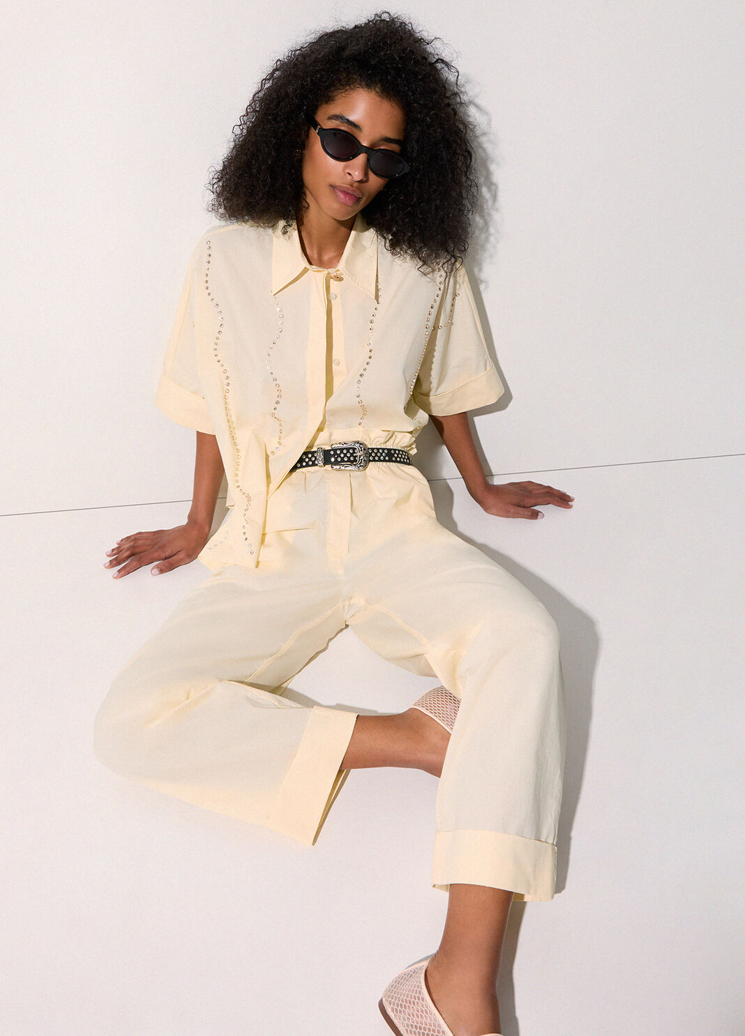 Pantaloni a vita alta giallo Liu Jo - large image number 3