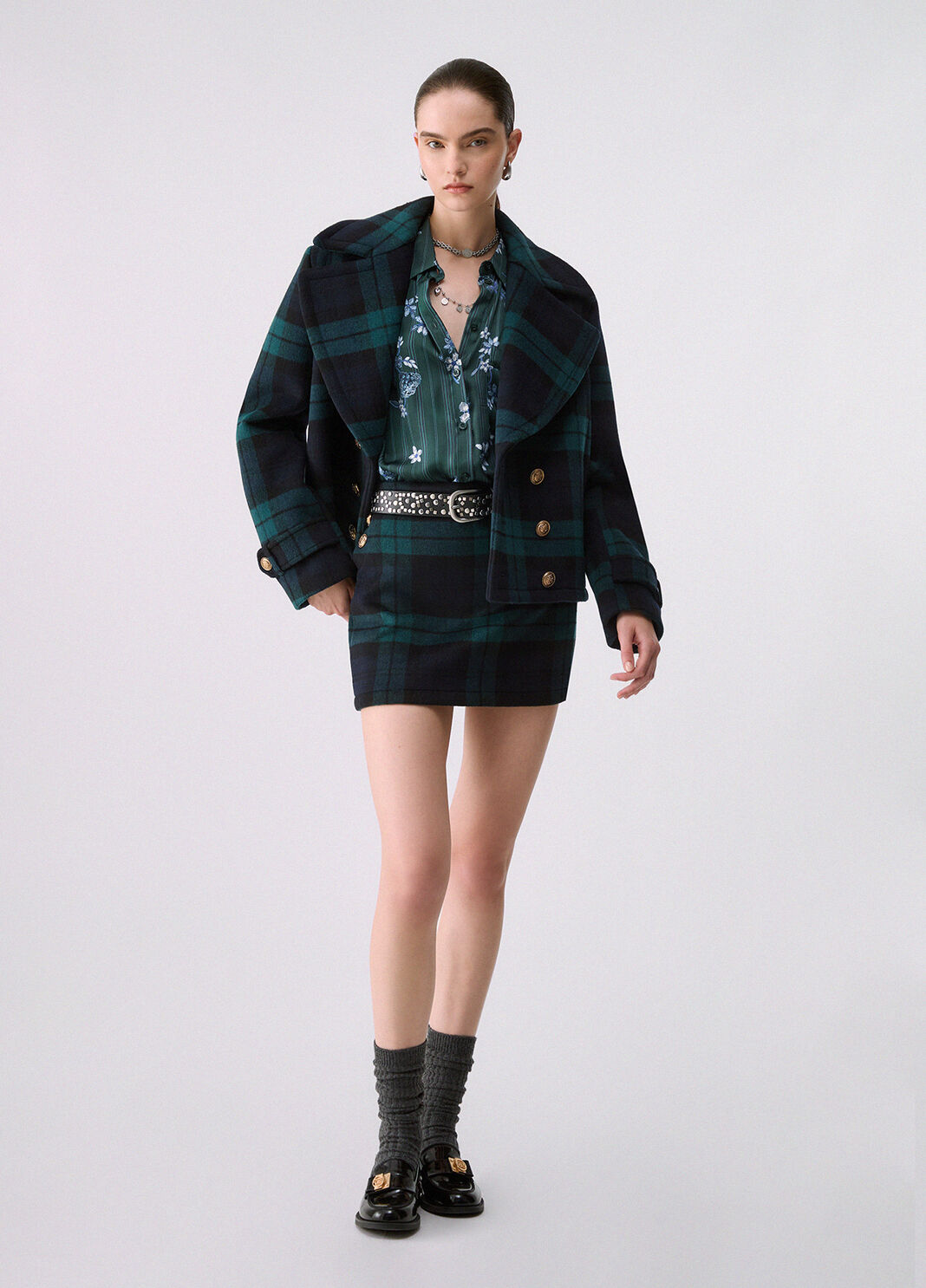 Tartan Wool Miniskirt blue tartan Liu Jo - large image number 5