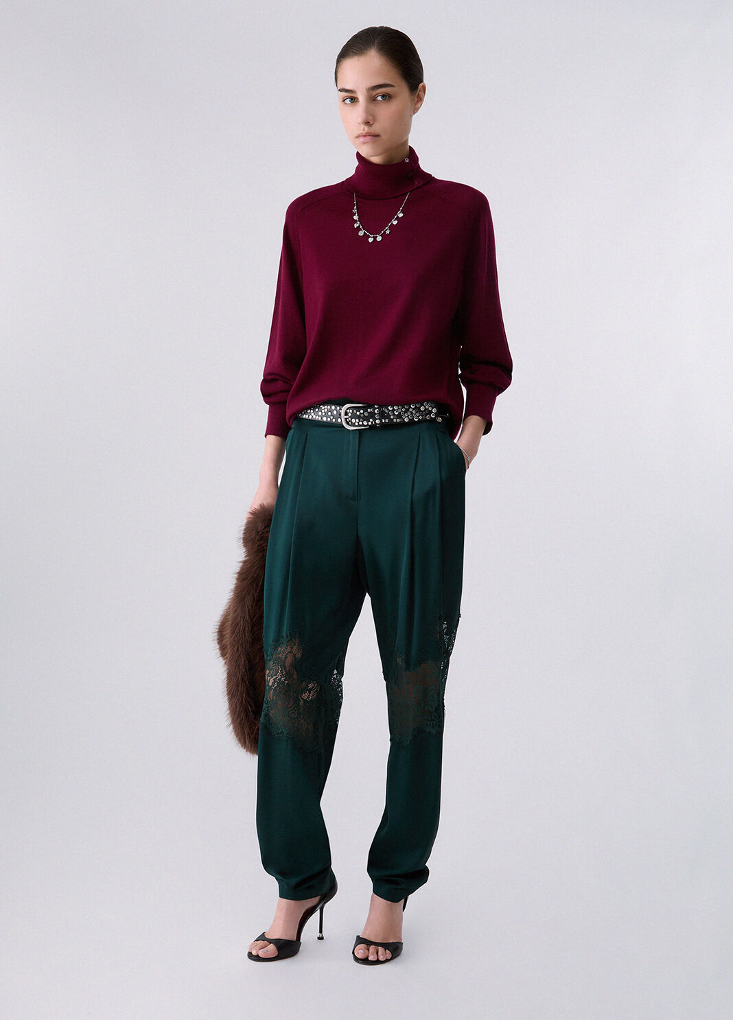Turtleneck sweater in wool with bracelet red Liu Jo - large image number 5