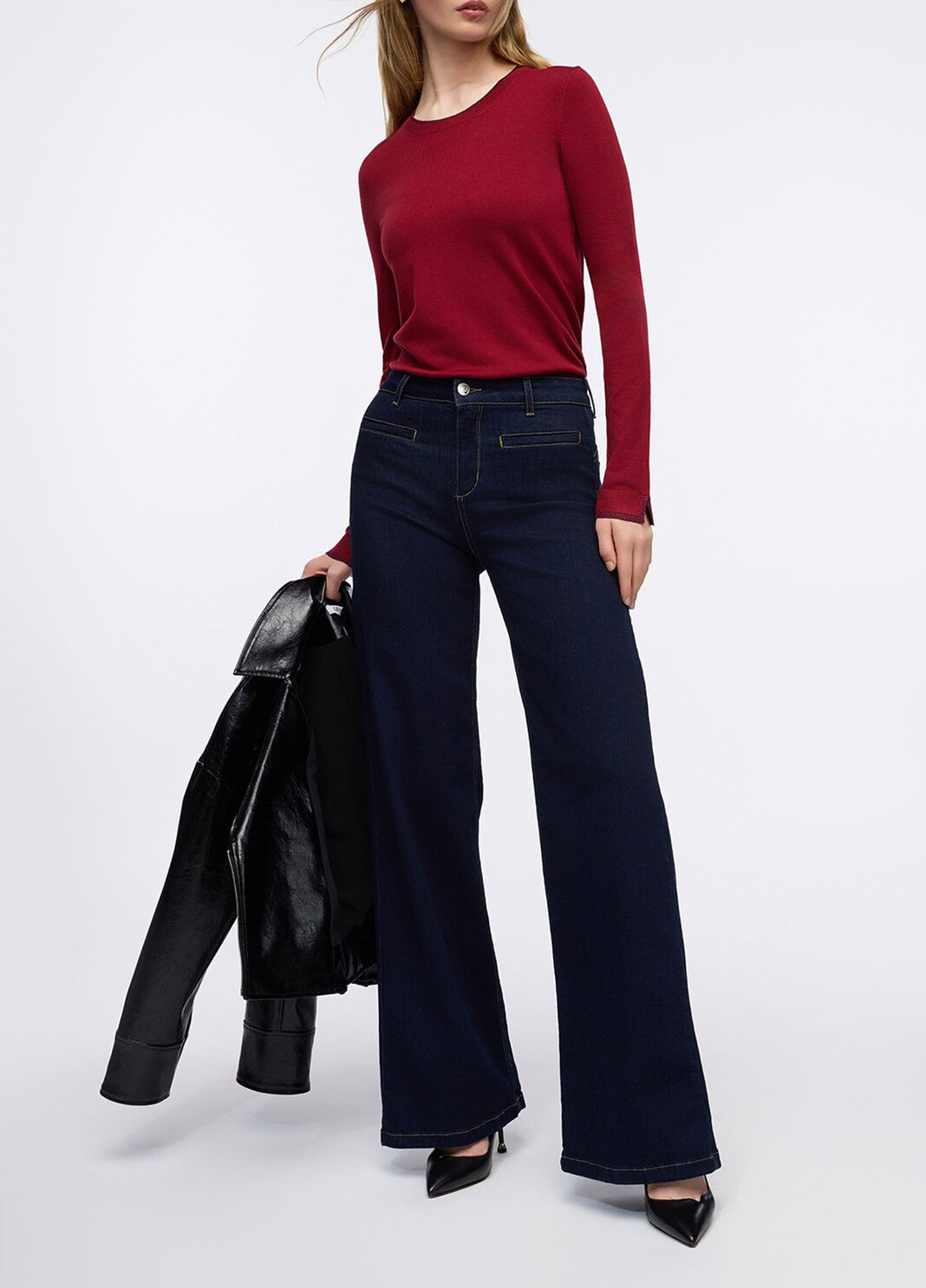Pullover mit Details aus Lurex&reg; schillerndes Rot Liu Jo - large image number 3