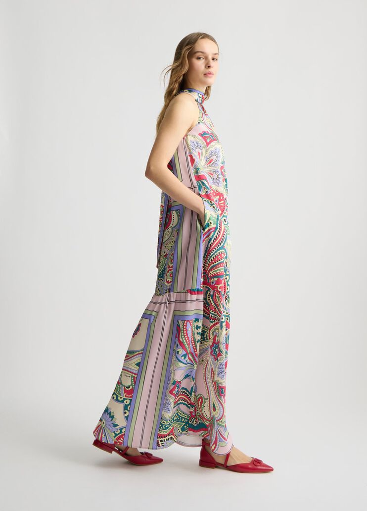 Long satin dress foulard print Liu Jo - large image number 3 Long satin dress foulard print Liu Jo - large image number 3