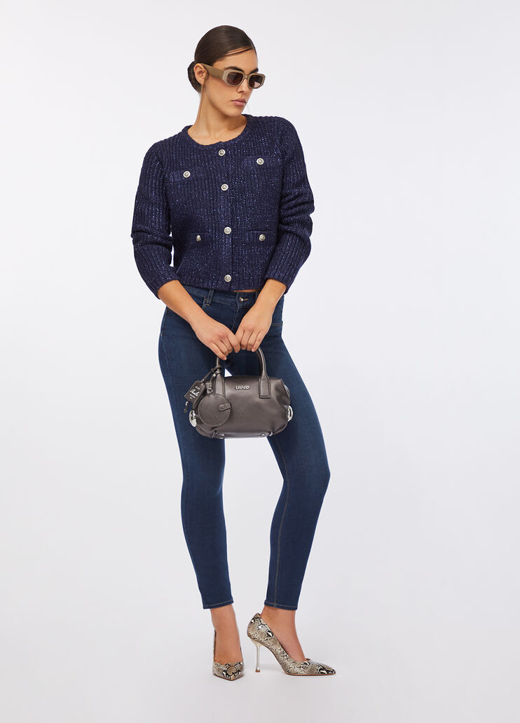 Alpaca and wool blend cardigan dark blue Liu Jo - large image number 5