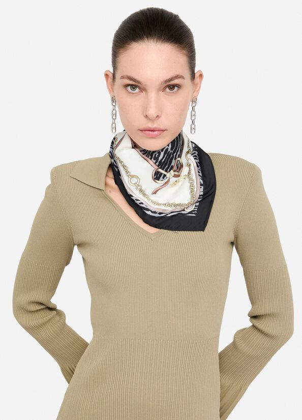 Foulard stampato mix animalier nero Liu Jo - large image number 0