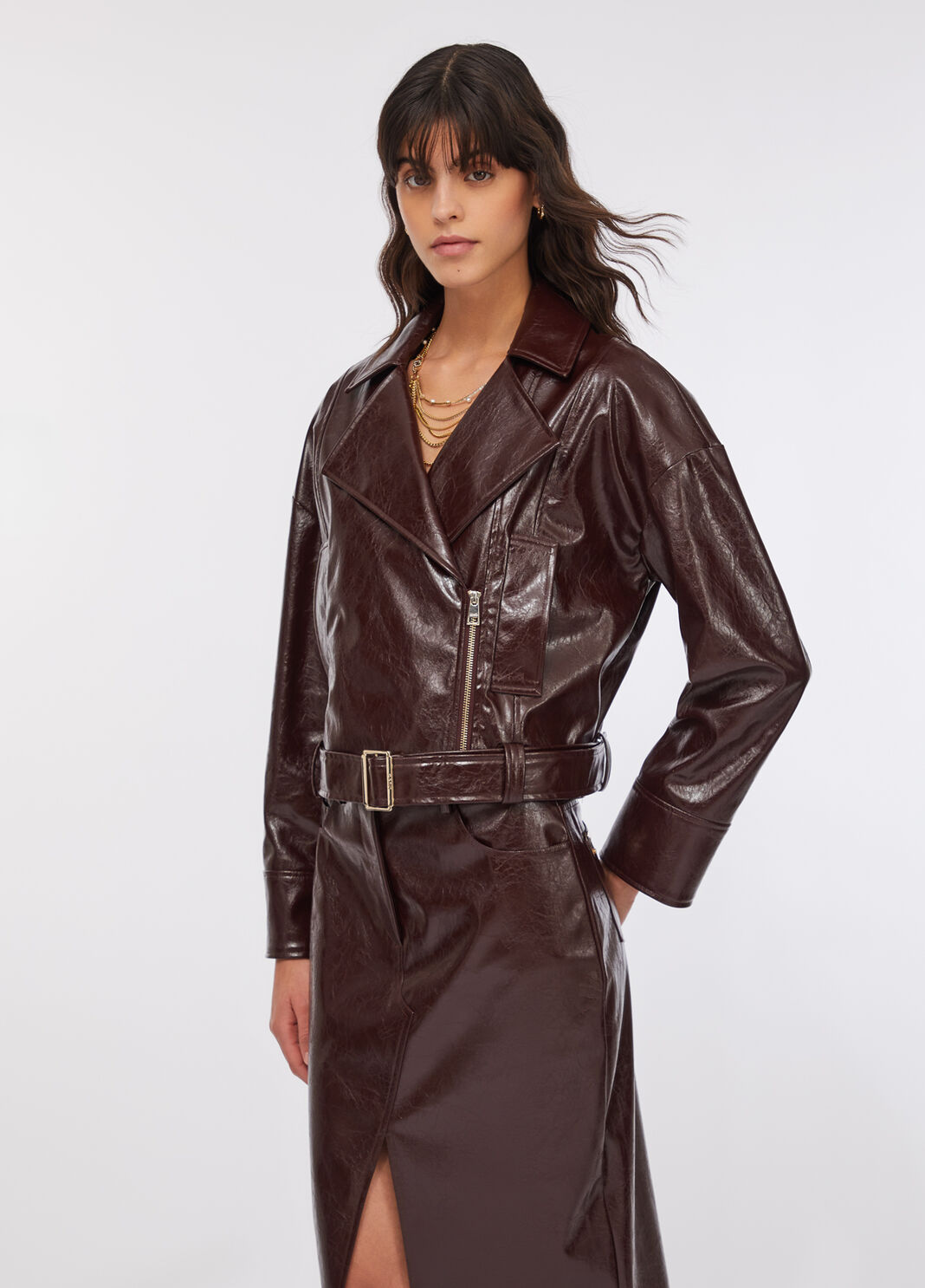 Glossy five-pocket skirt dark brown Liu Jo - large image number 2