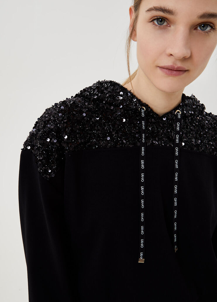 Sweatshirt with hood and sequins Black Liu Jo - large image number 2