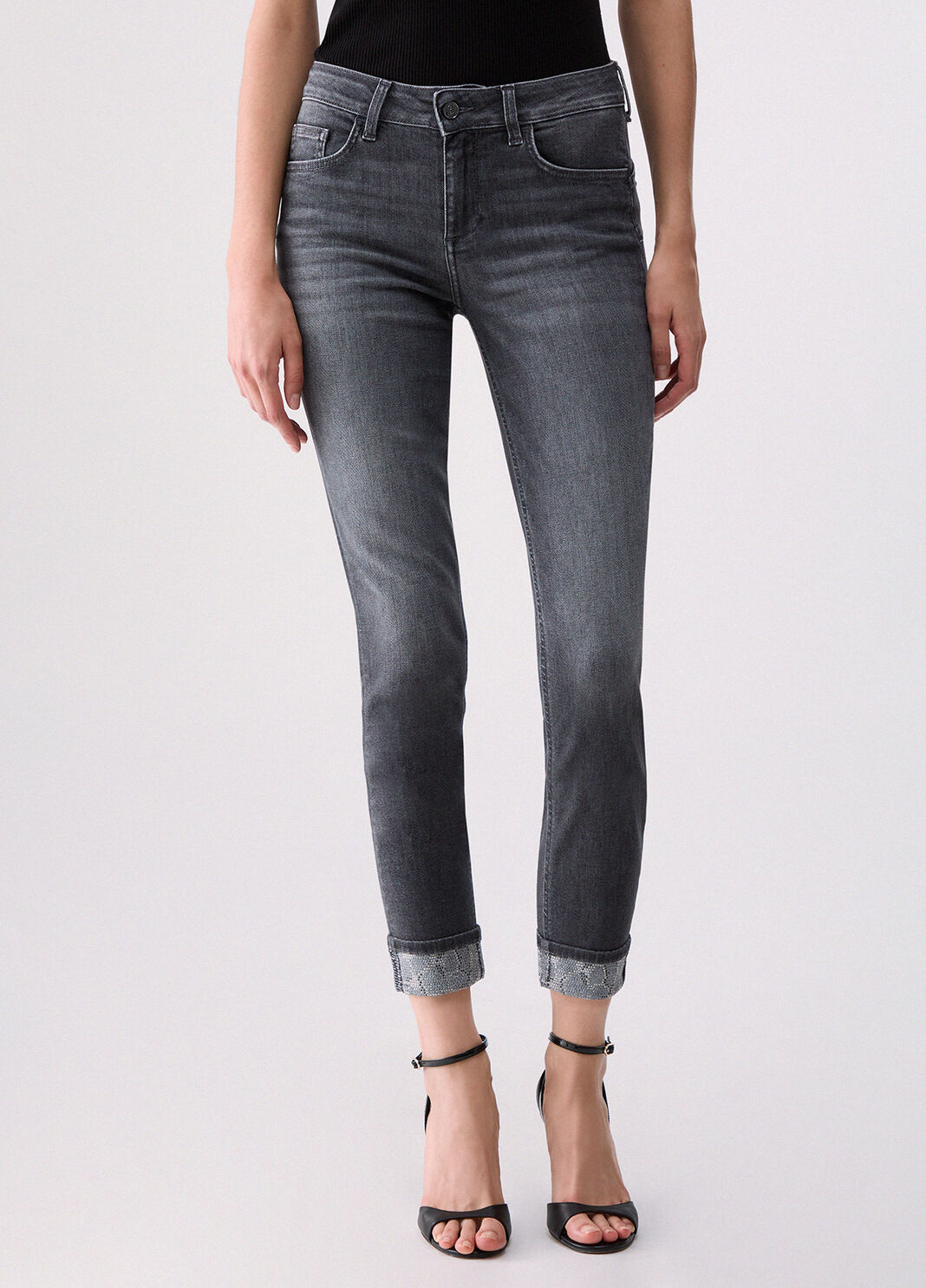 Skinny jeans with embellishments grey denim Liu Jo - large image number 0