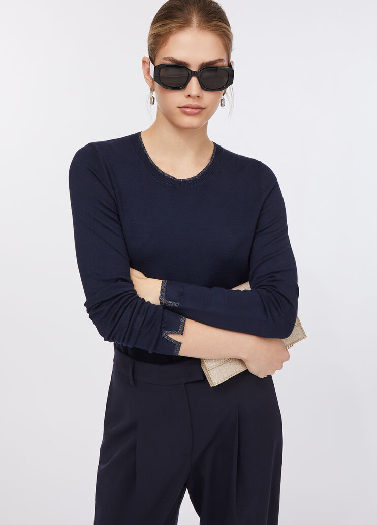 Pullover mit Details aus Lurex® Dunkelblau Liu Jo - medium