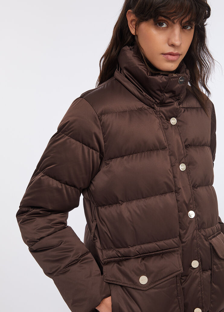 Hooded down jacket chocolate Liu Jo - large image number 3