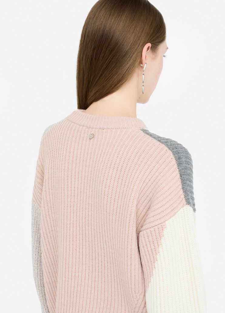 Wool sweater with inlays beige Liu Jo - large image number 4 Wool sweater with inlays beige Liu Jo - large image number 4