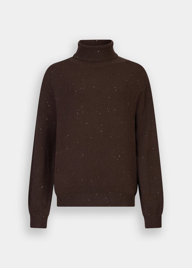 Polo-neck with micro-sequins chocolate Liu Jo - large image number 6