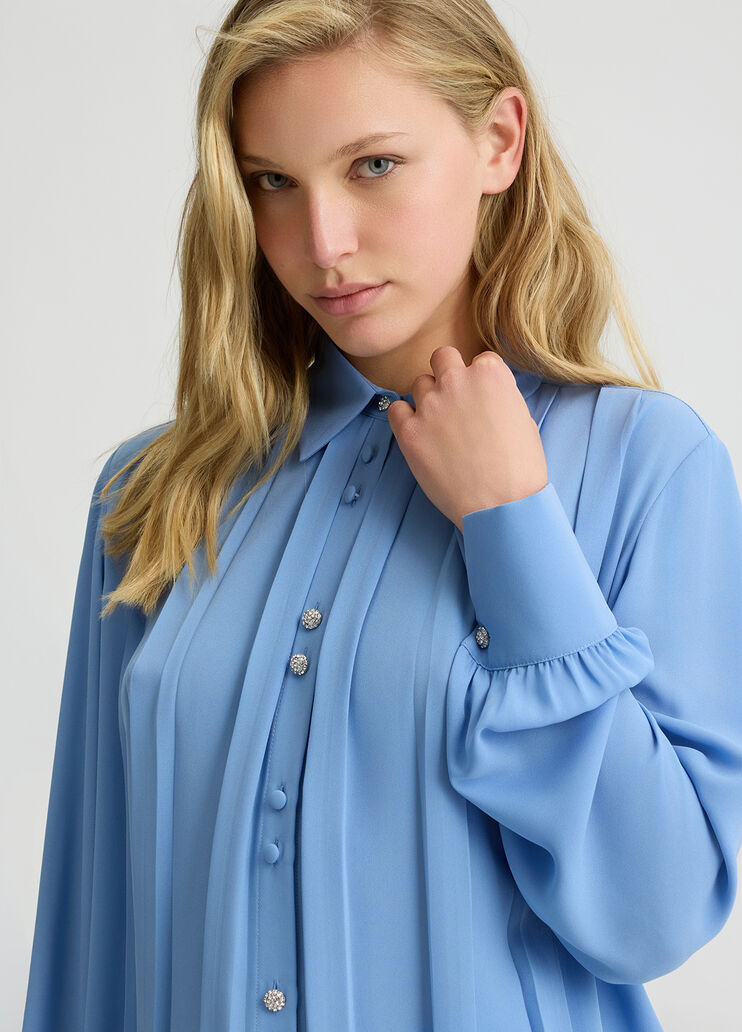 Georgette shirt with pleats blue Liu Jo - large image number 2 Georgette shirt with pleats blue Liu Jo - large image number 2