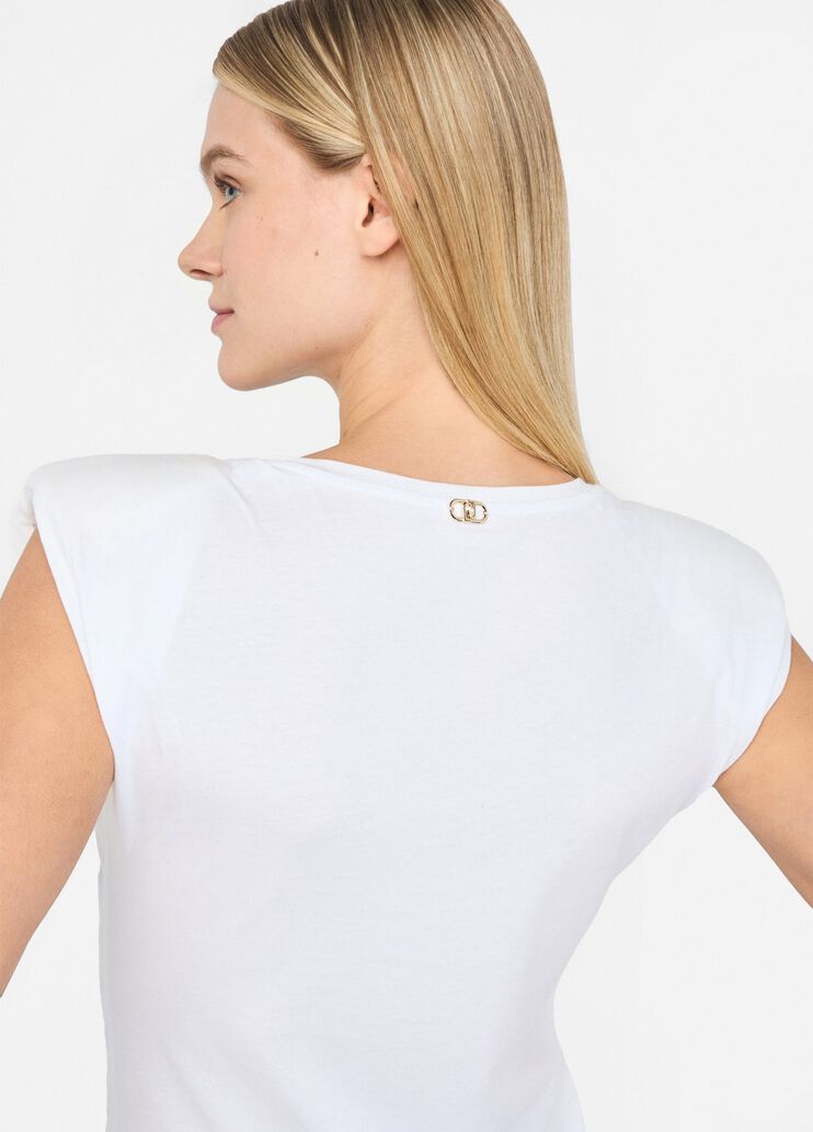 Cotton top with rhinestones white Liu Jo - large image number 4 Cotton top with rhinestones white Liu Jo - large image number 4