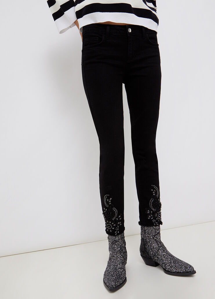 Vaqueros pitillo con bordado decorativo denim negro Liu Jo - large image number 0 Vaqueros pitillo con bordado decorativo denim negro Liu Jo - large image number 0