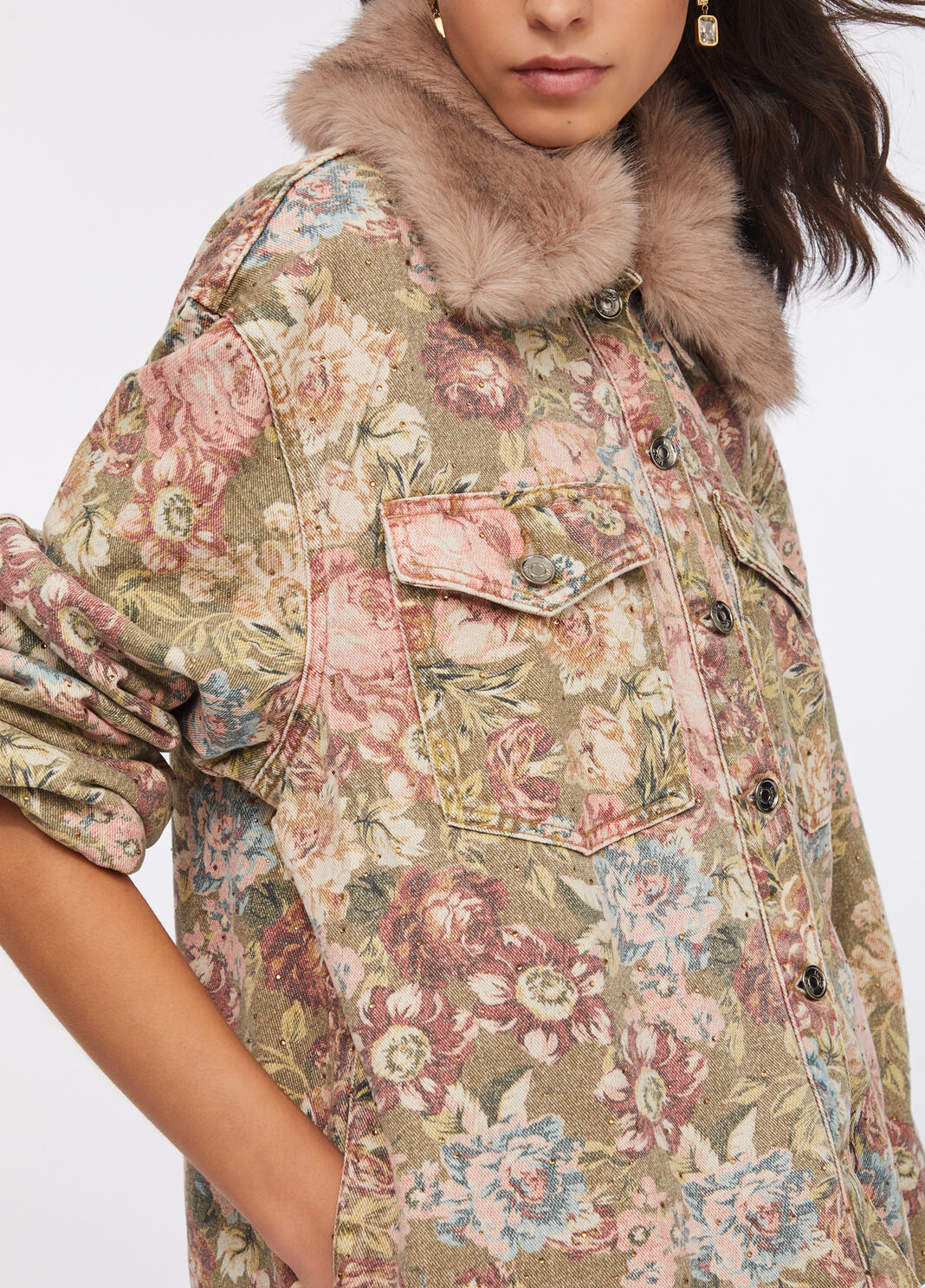 Faux fur jacket with collar sanderson print Liu Jo - large image number 4