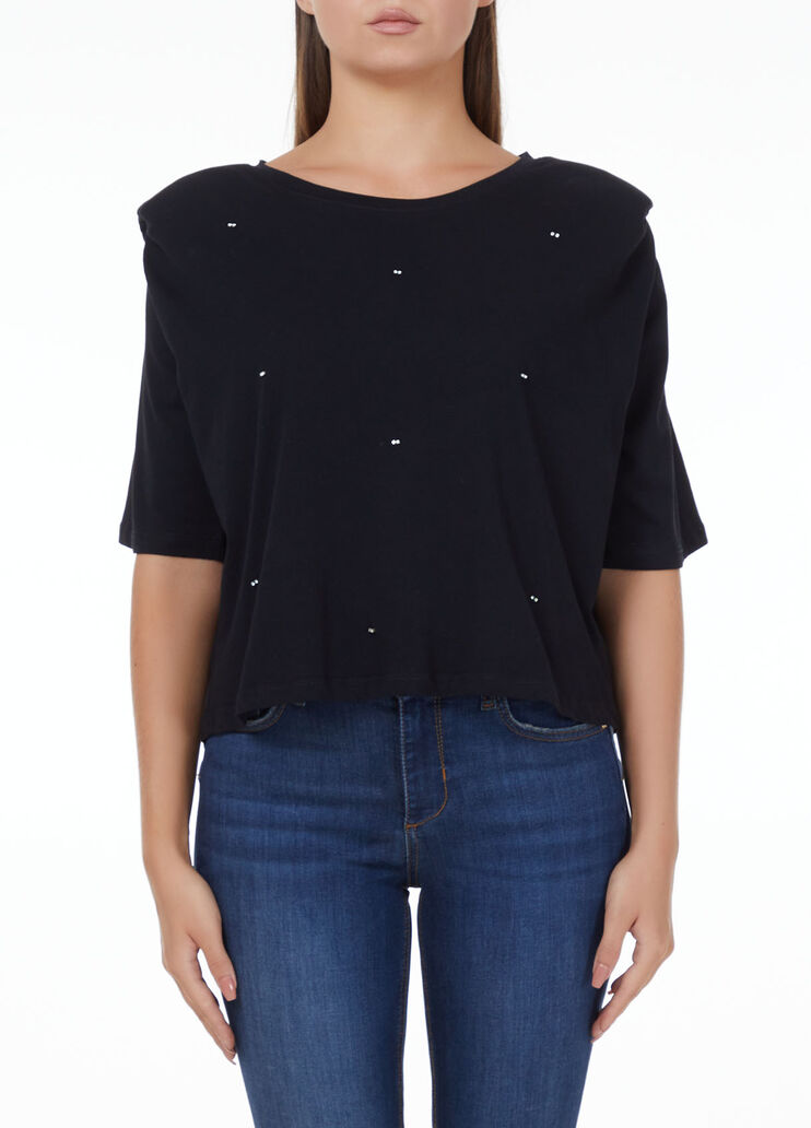 T-shirt with padded shoulders Black Liu Jo - large image number 0 T-shirt with padded shoulders Black Liu Jo - large image number 0