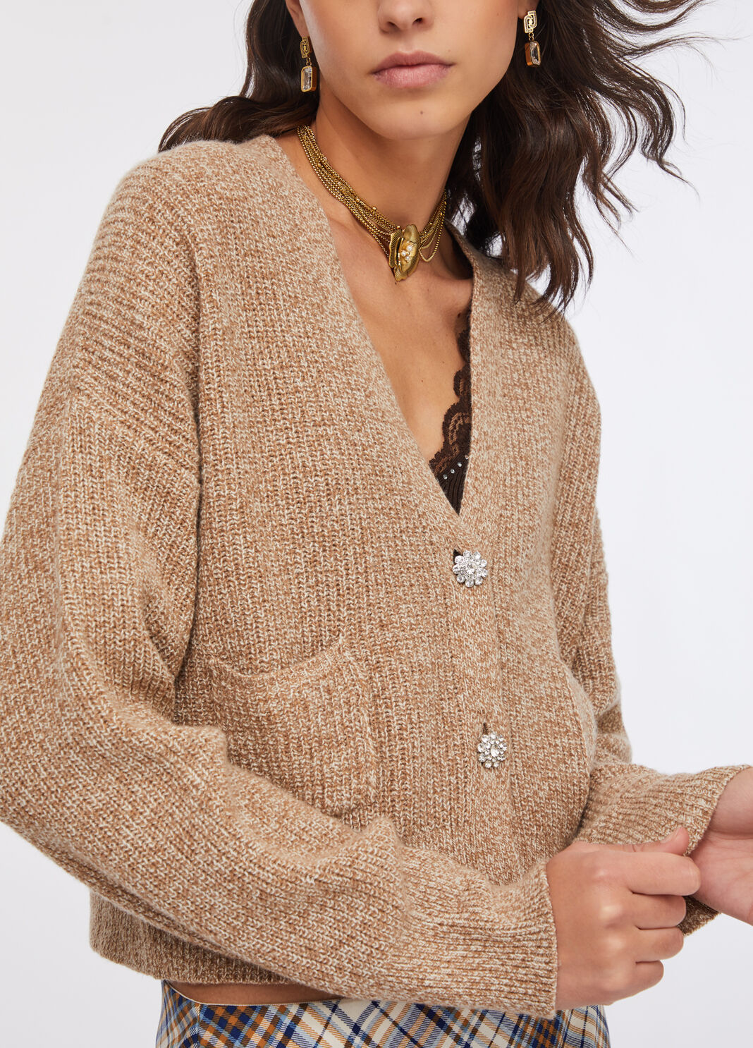 Cardigan with jewel buttons chocolate Liu Jo - large image number 4