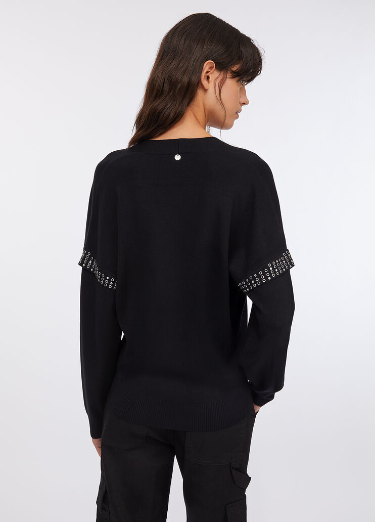 Jumper with jewel appliqués black Liu Jo - large image number 1