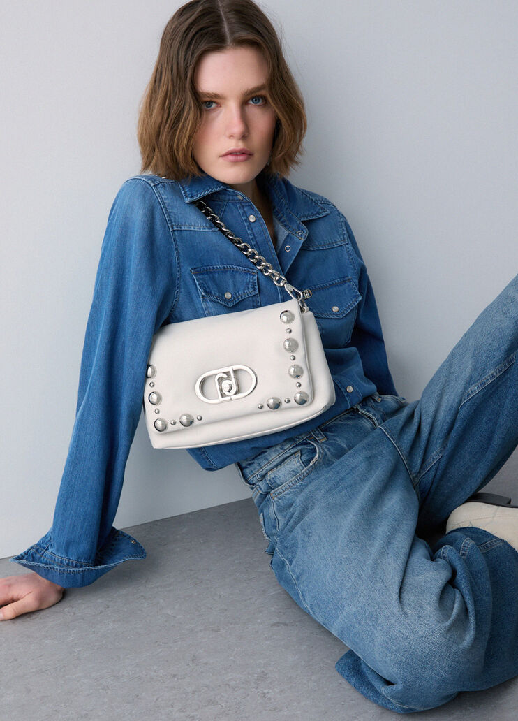 Mittelgro&szlig;e Tasche LaPuffy mit Perlen Creme Liu Jo - medium