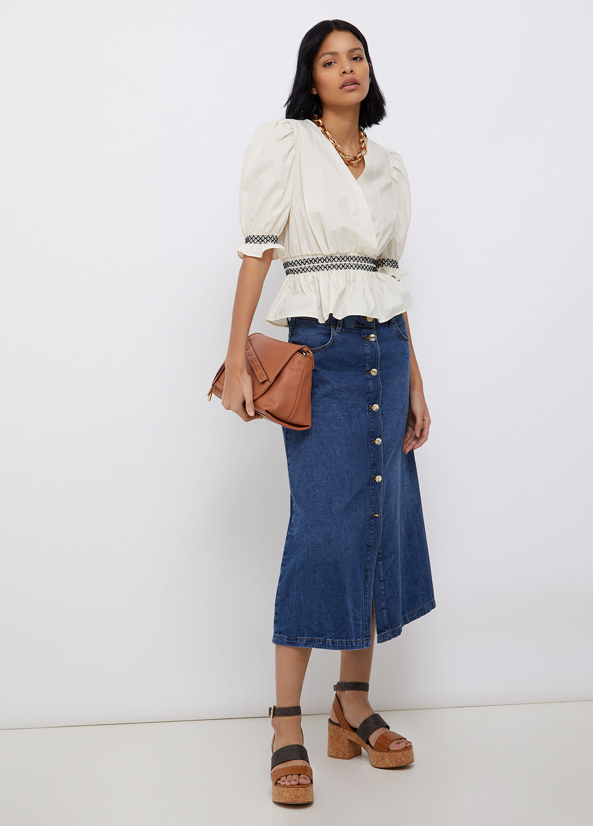 Long denim skirt