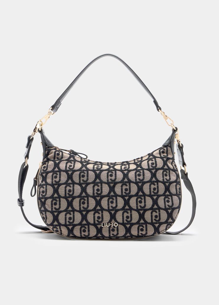 Borsa a spalla media in tessuto jacquard tabacco Liu Jo - medium
