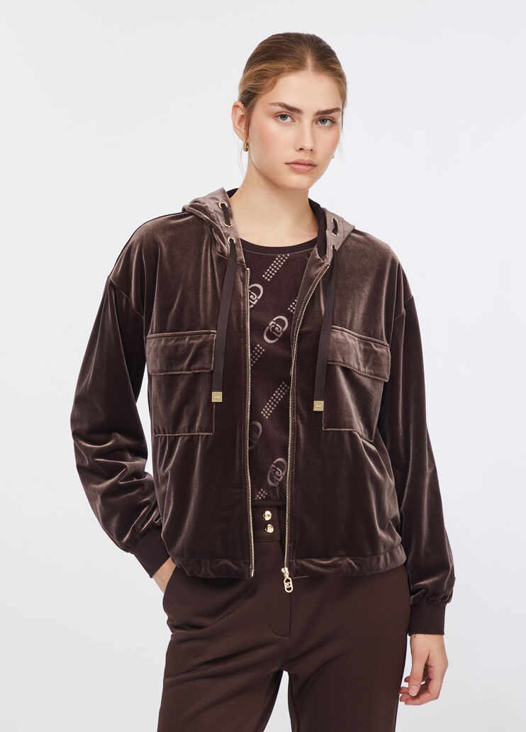 Chenille hoodie chocolate Liu Jo - medium