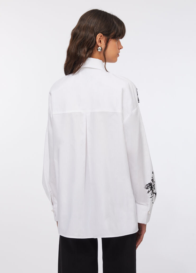 Oversized poplin shirt with print white Liu Jo - large image number 1