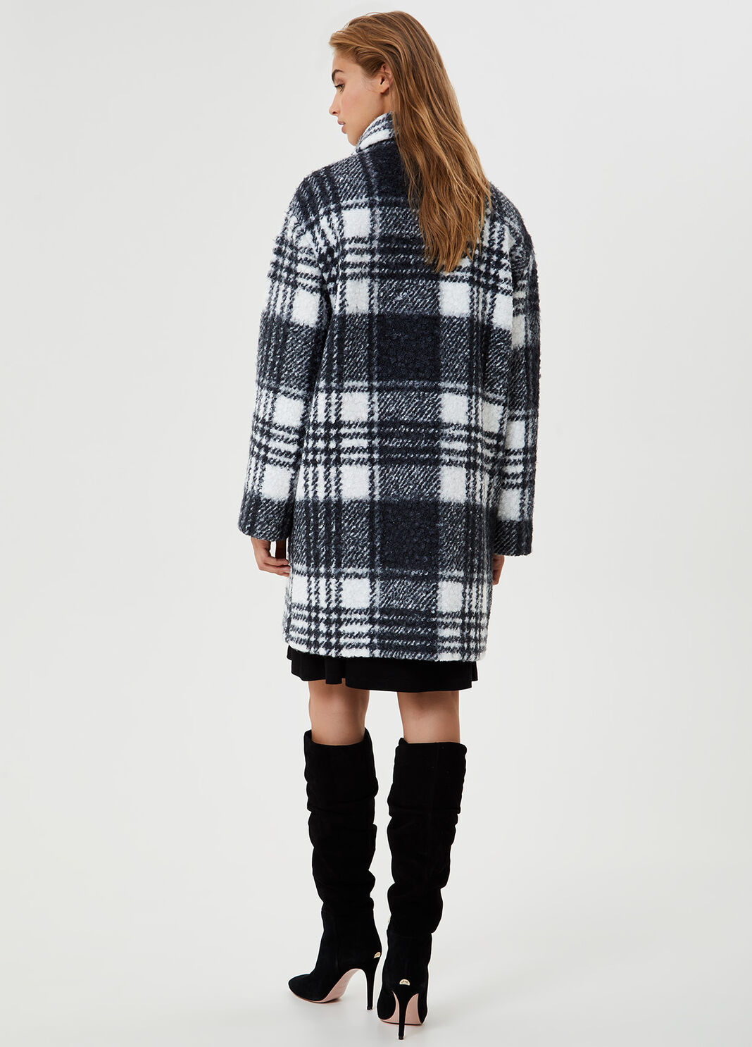 Faux fur winter coat Black and white check Liu Jo - large image number 1
