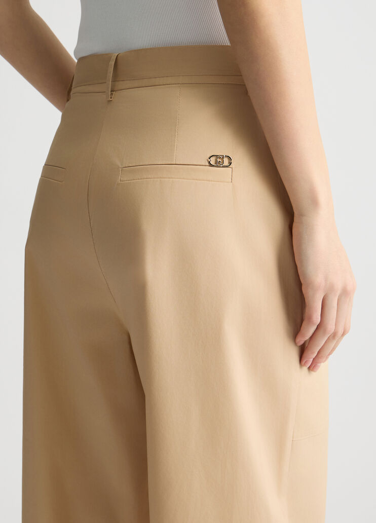 Beige poplin trousers beige Liu Jo - large image number 4 Beige poplin trousers beige Liu Jo - large image number 4