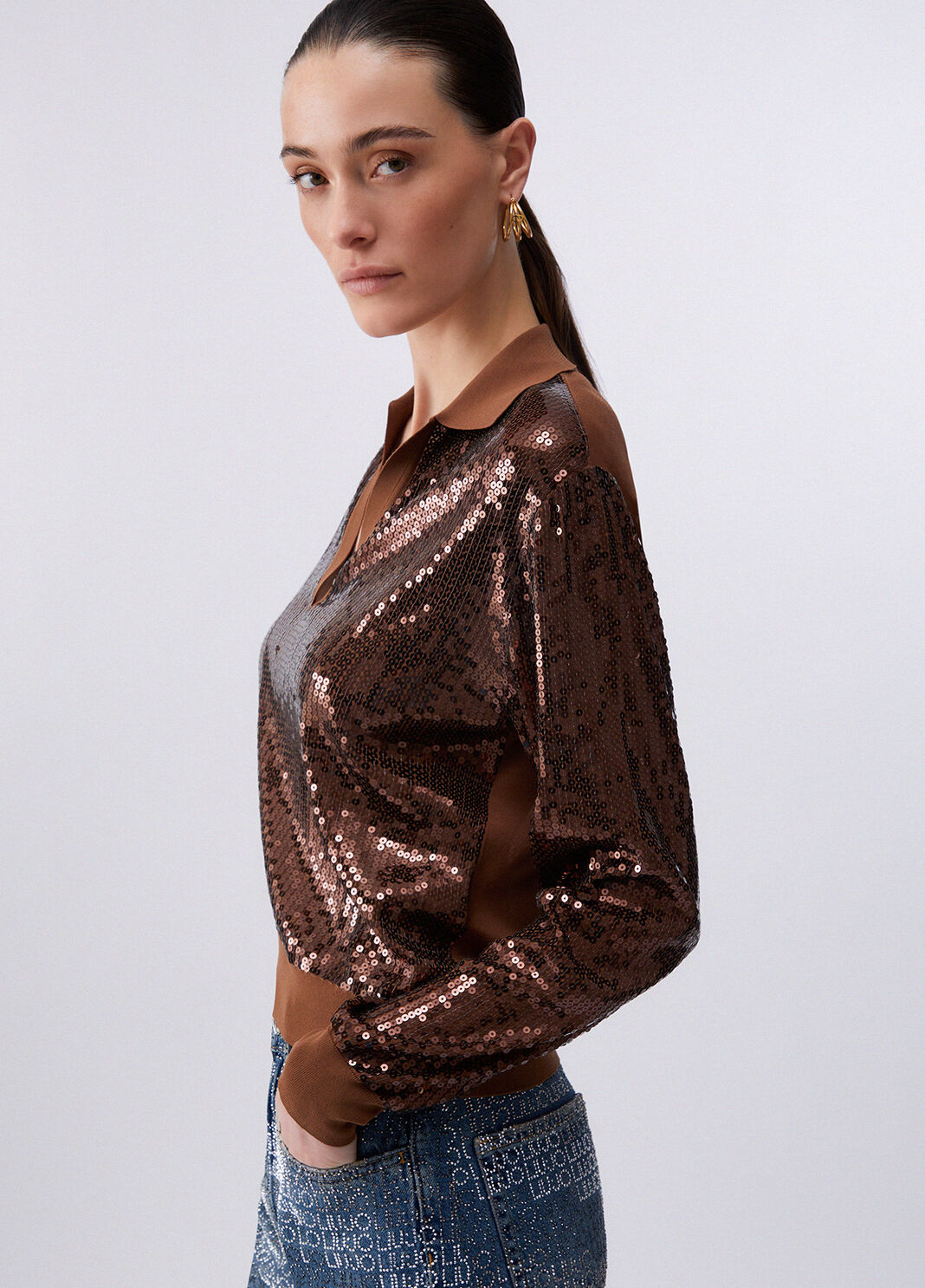 Jumper with sequins brown Liu Jo - large image number 4