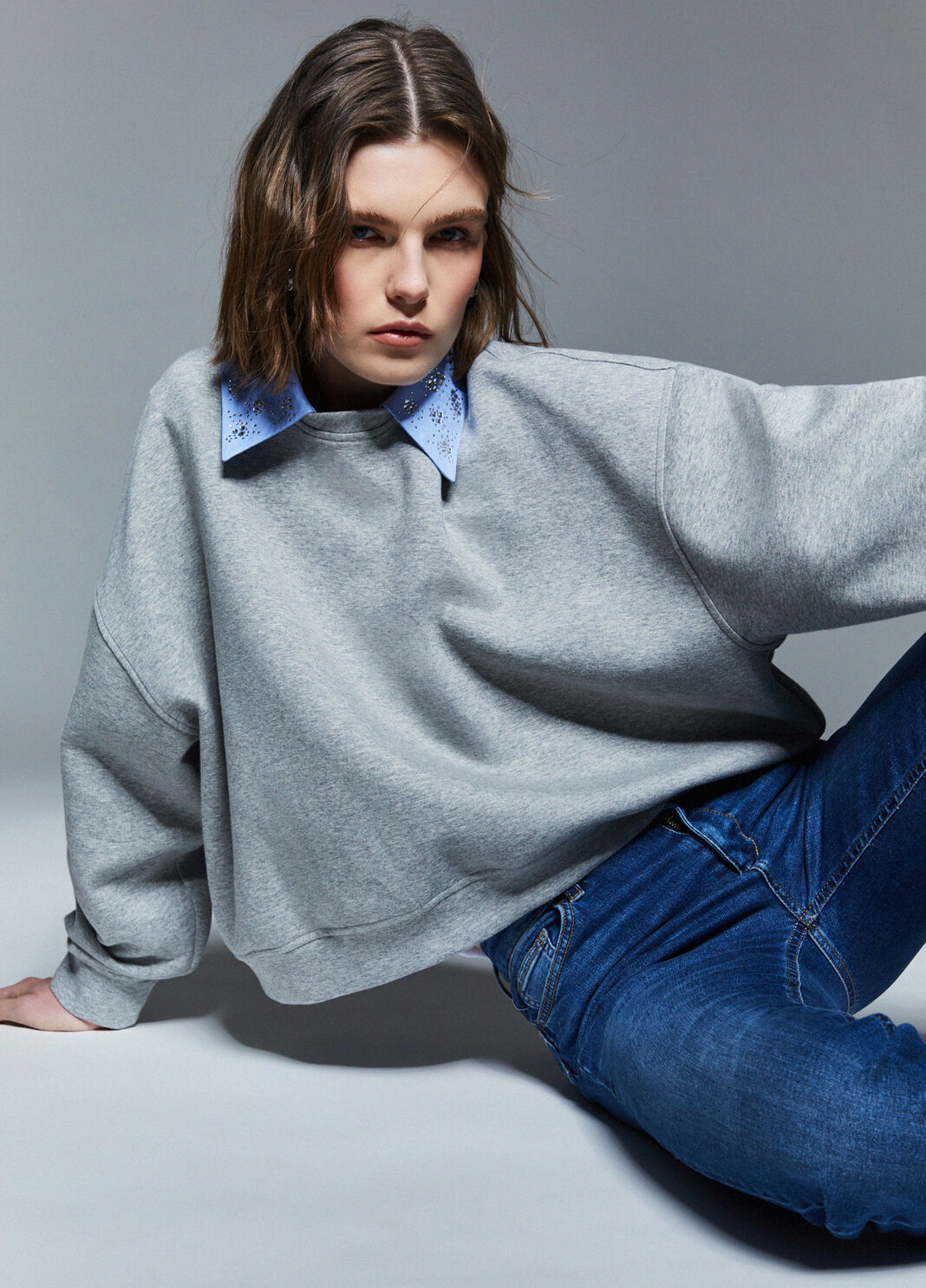 Sweatshirt with jewel embroidery grey Liu Jo - large image number 3