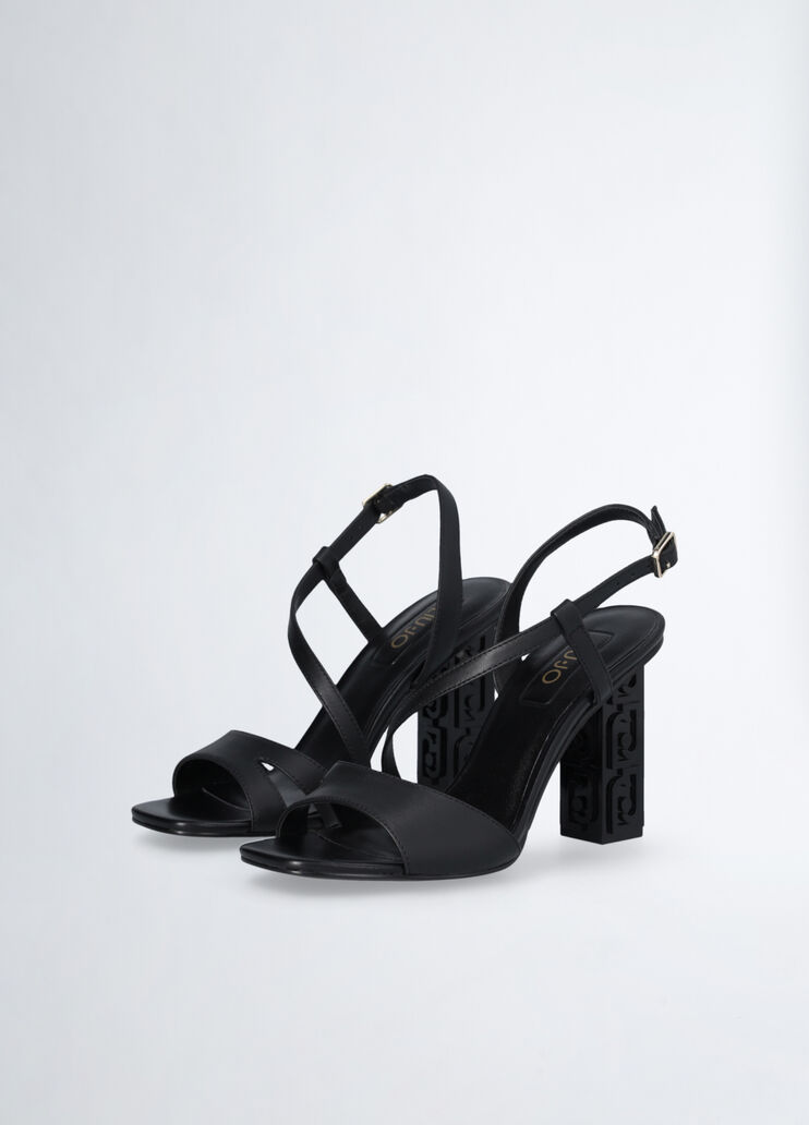 Sandals with branded heel black Liu Jo - large image number 1 Sandals with branded heel black Liu Jo - large image number 1