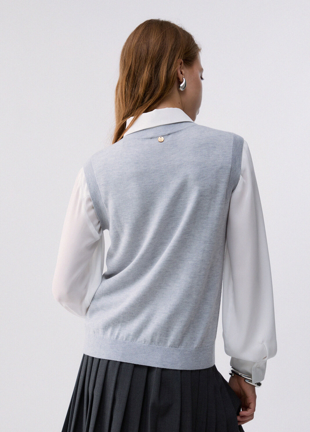 Vest in wool with Argyle grey Liu Jo - large image number 1