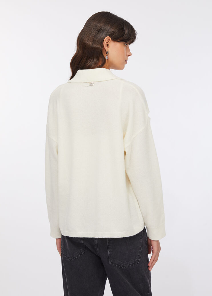 Pullover aus 100 % Wolle mit Schmuckstickerei Wollweiß Liu Jo - large image number 1