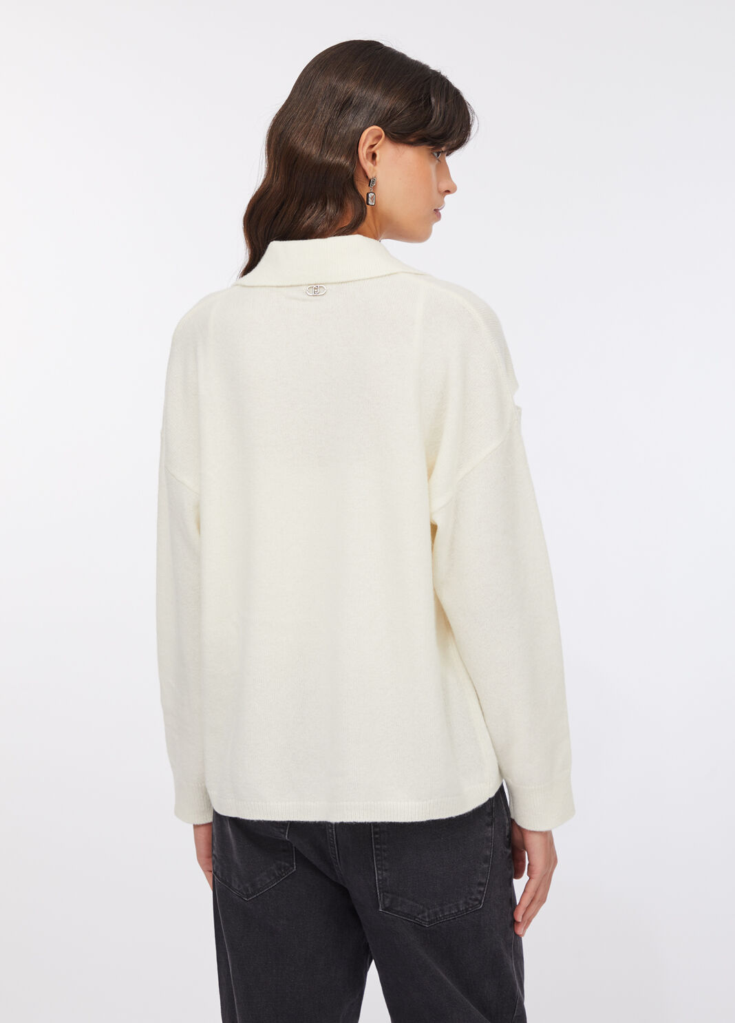 100% wool jumper with bejewelled embroidery white wool Liu Jo - large image number 1