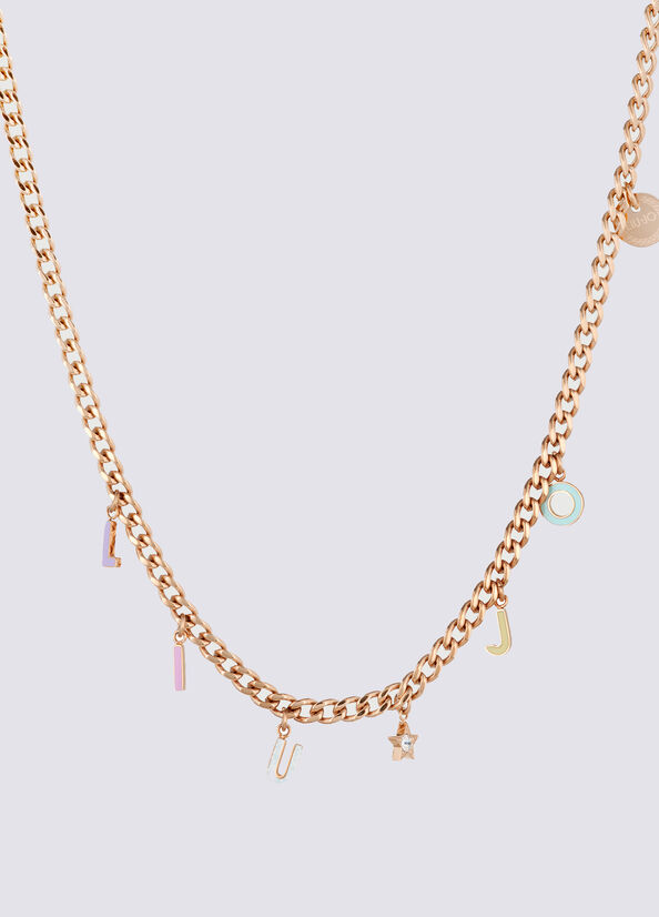 Necklace with logo charms rose gold colour Liu Jo - large image number 1