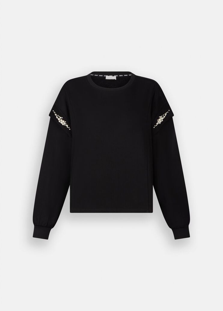 Sweatshirt with maxi beads black Liu Jo - large image number 6 Sweatshirt with maxi beads black Liu Jo - large image number 6