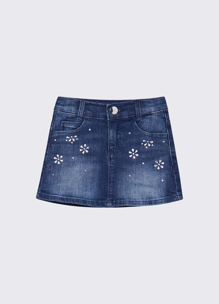 Denim skirt with bejewelled embellishment dark denim Liu Jo - medium