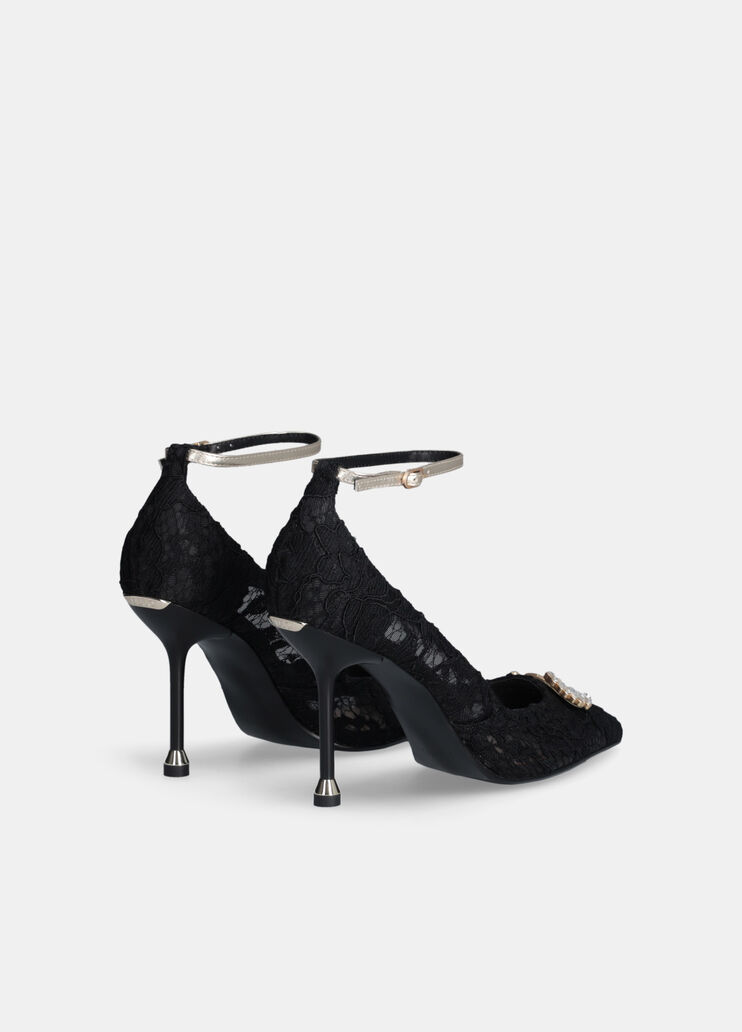 Lace court shoes with bejewelled logo black Liu Jo - large image number 3